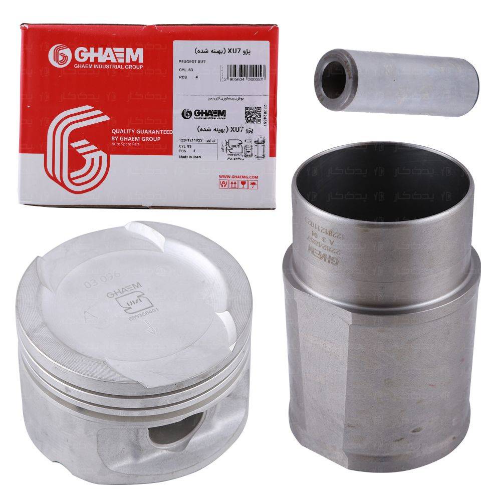 ست بوش و پیستون پژو 405 - XU7 طرح قدیم سایز std (بوش،پیستون،گژن پین) - قائم 